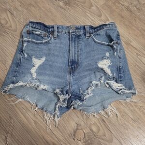 Abercrombie & Fitch Blue Jean Shorts Distressed Frayed Hem